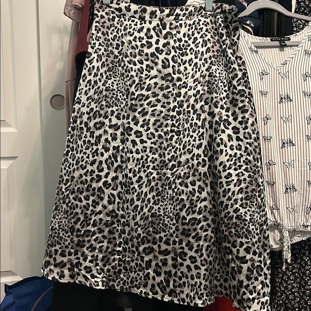 Grey & Black Leopard Skirt
